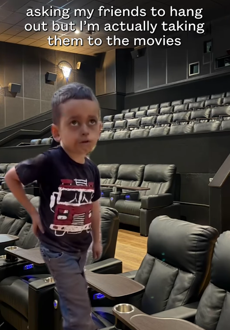 asking my friends to hang out but I'm actually taking them to the movies