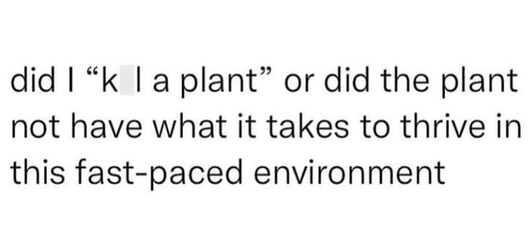 did I "k I a plant" or did the plant not have what it takes to thrive in this fast-paced environment