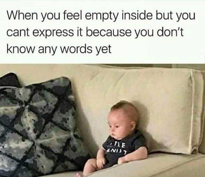 When you feel empty inside but you cant express it because you don't know any words yet TLE ANIT