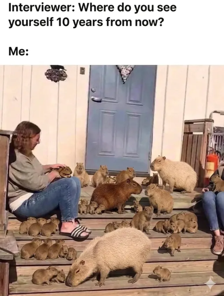 Interviewer: Where do you see yourself 10 years from now? Me: