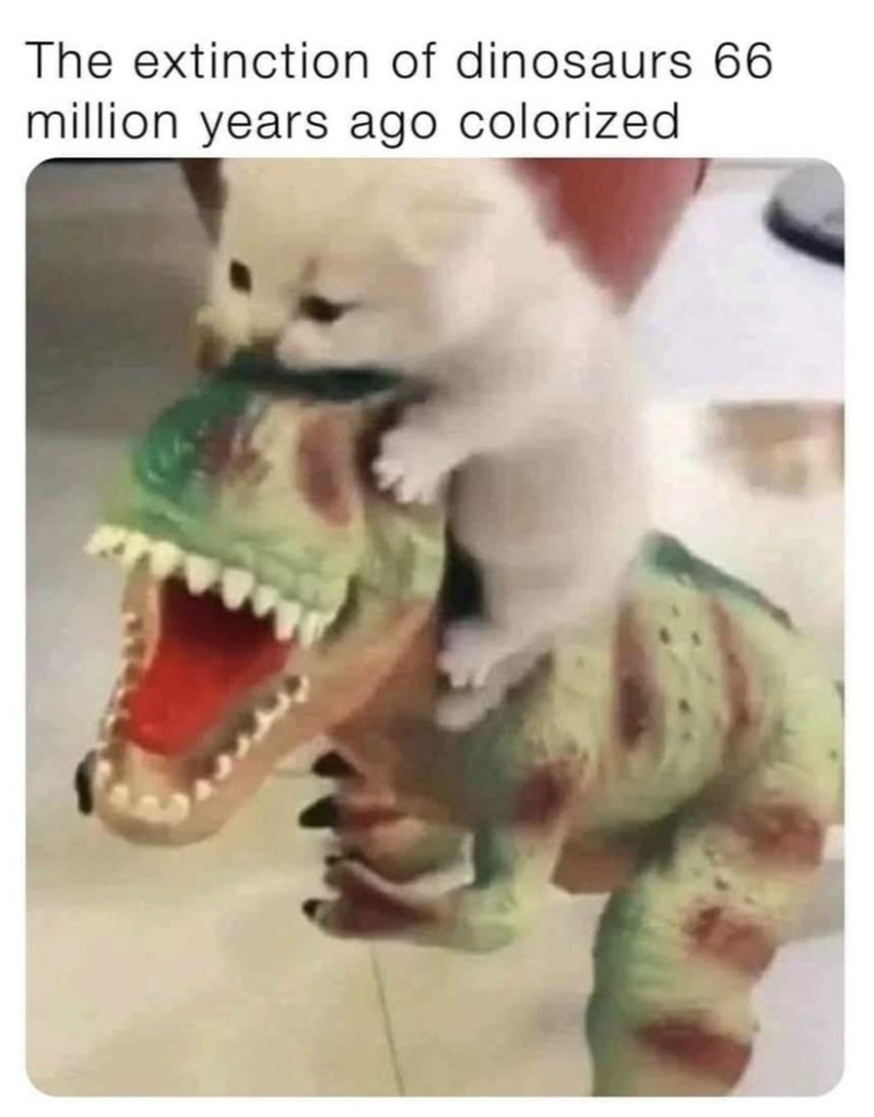 The extinction of dinosaurs 66 million years ago colorized
