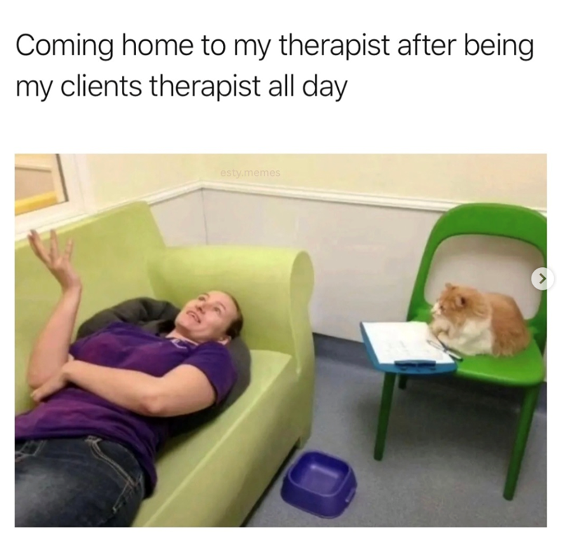 Coming home to my therapist after being my clients therapist all day esty.memes >
