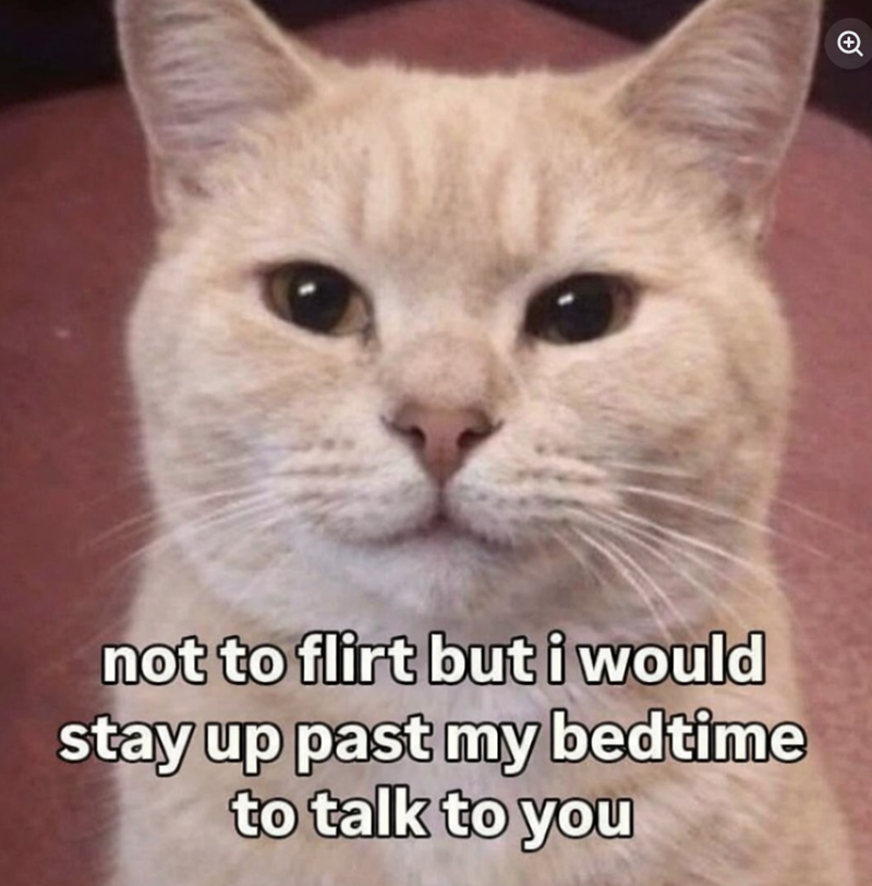 not to flirt but i would stay up past my bedtime to talk to you
