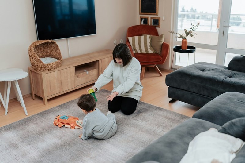 Childcare and family bonding moment at home