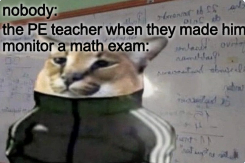 nobody: Hoventar of S PIDC ab the PE teacher when they made him monitor a math exam: