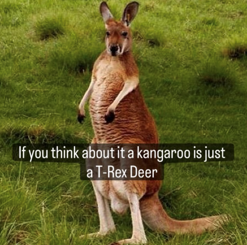 If you think about it a kangaroo is just a T-Rex Deer