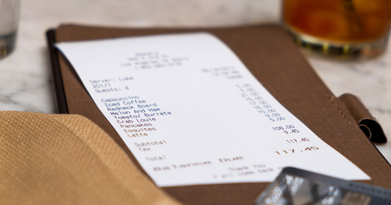 Restaurant Bill with Credit Card