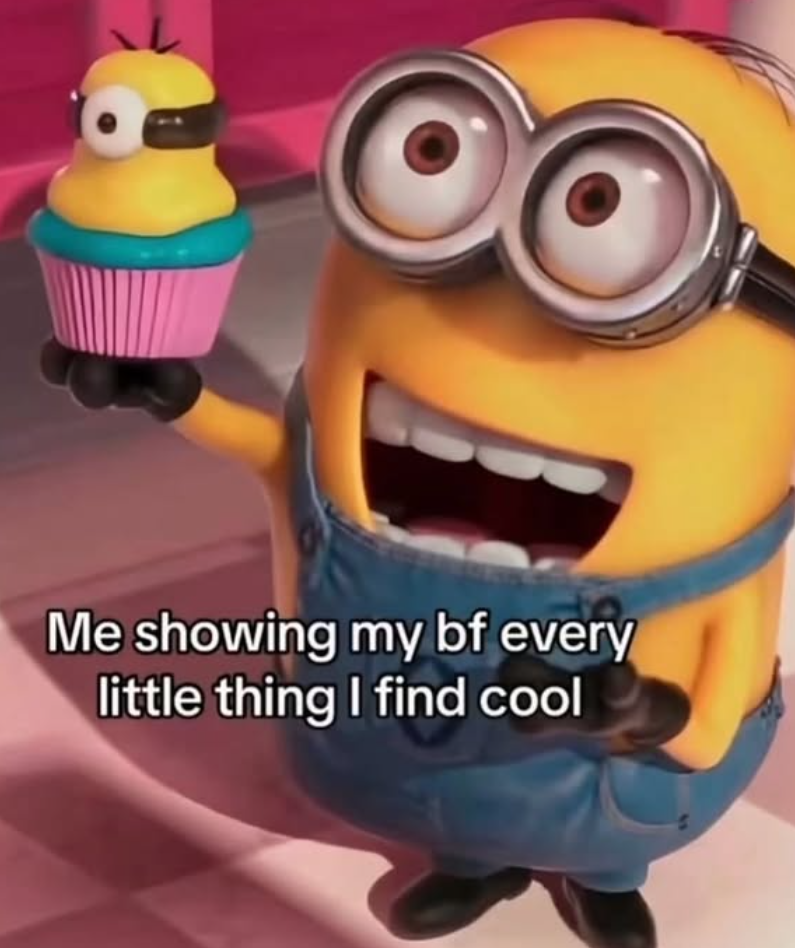 Me showing my bf every little thing I find cool