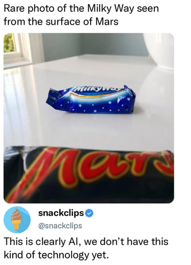 Rare photo of the Milky Way seen from the surface of Mars Tkywa yway snackclips @snackclips This is clearly Al, we don't have this kind of technology yet.