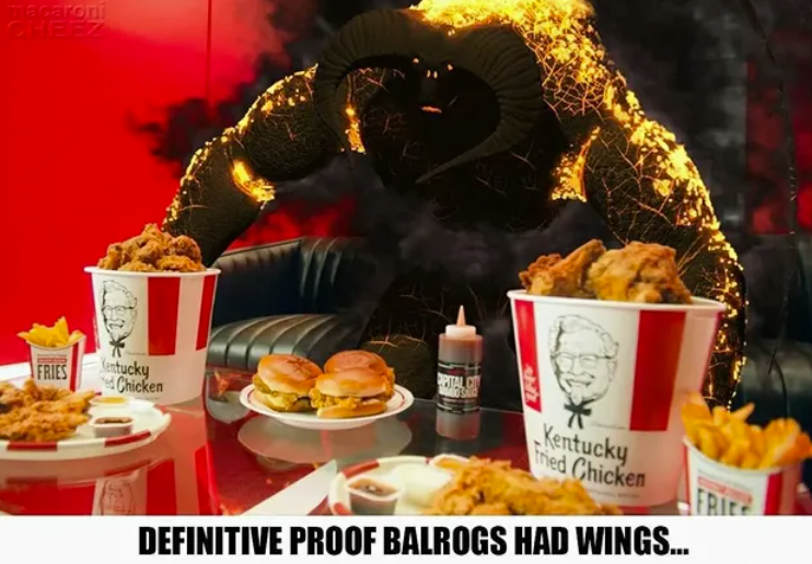 macaroni CHEEZ FRIES Kentucky Chicken 43231 FRIC Kentucky Fried Chicken DEFINITIVE PROOF BALROGS HAD WINGS...