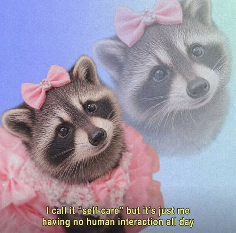 I call it "self-care" but it's just me having no human interaction all day