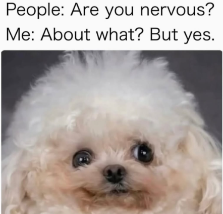 People: Are you nervous? Me: About what? But yes.