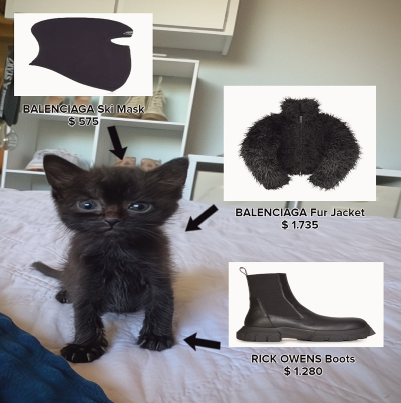 VIS BALENCIAGA Ski Mask $575 BALENCIAGA Fur Jacket $ 1.735 RICK OWENS Boots $ 1.280