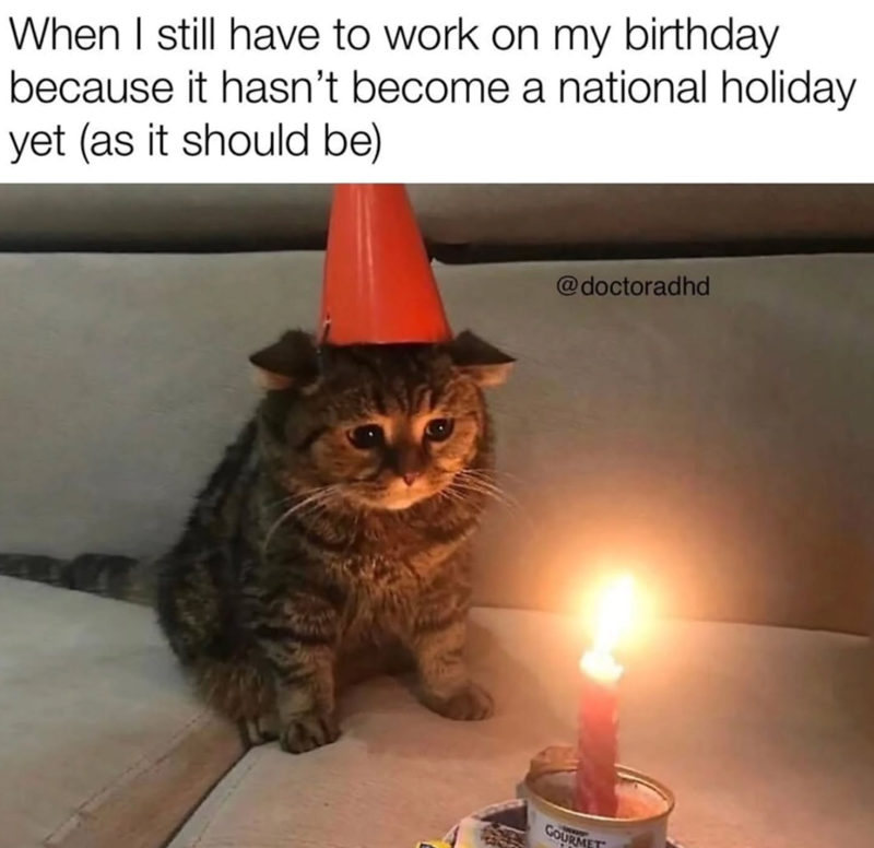 When I still have to work on my birthday because it hasn't become a national holiday yet (as it should be) @doctoradhd GOURMET