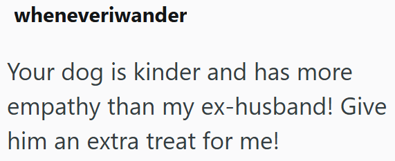 wheneveriwander Your dog is kinder and has more empathy than my ex-husband! Give him an extra treat for me!