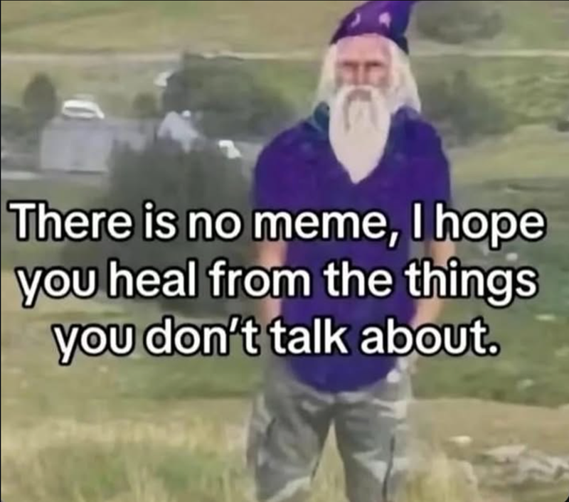 There is no meme, I hope you heal from the things you don't talk about.