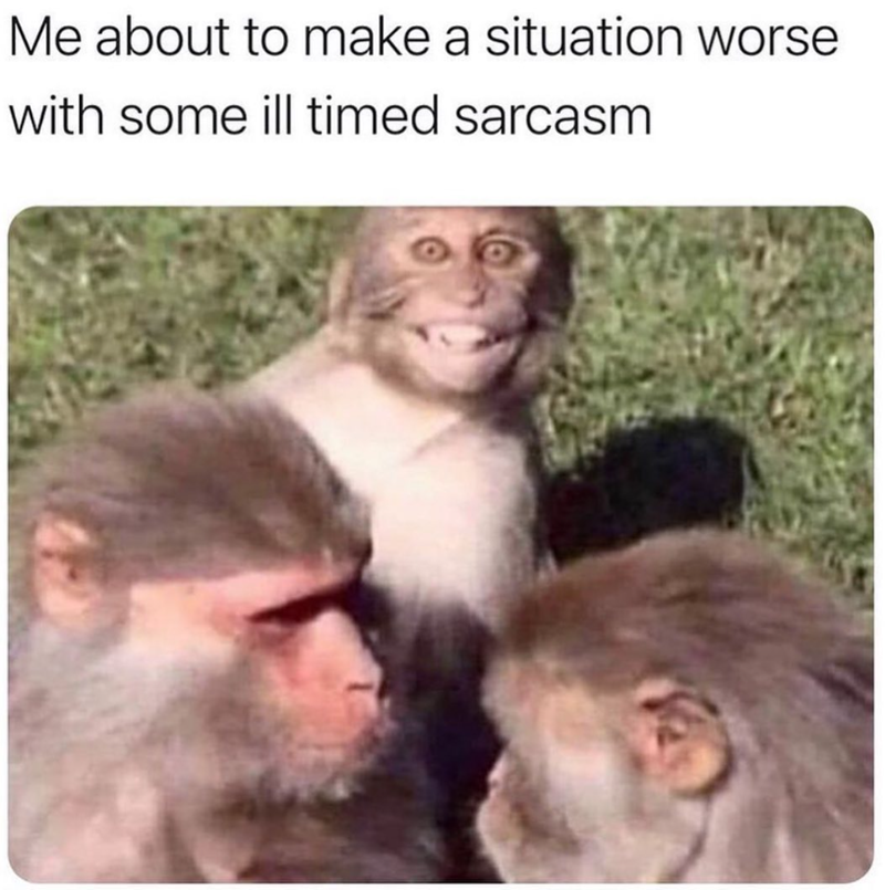 Me about to make a situation worse with some ill timed sarcasm