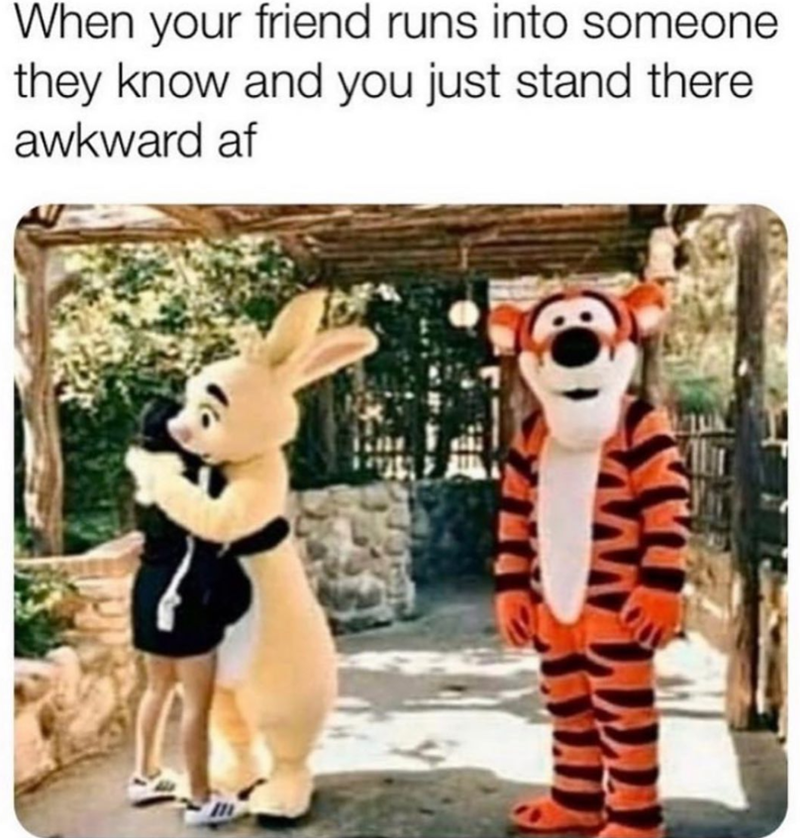 When your friend runs into someone they know and you just stand there awkward af