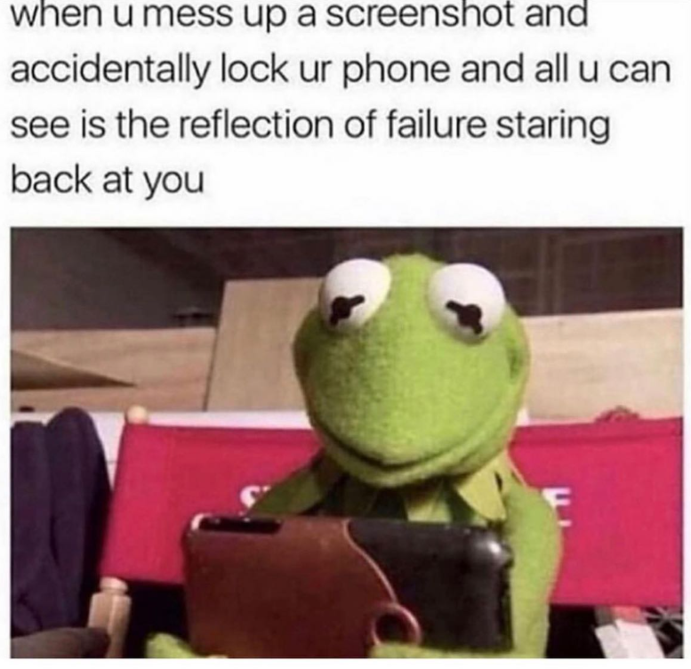 when u mess up a screenshot and accidentally lock ur phone and all u can see is the reflection of failure staring back at you