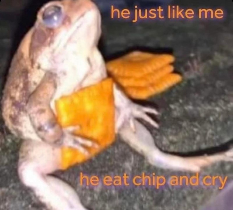 he just like me he eat chip and cry