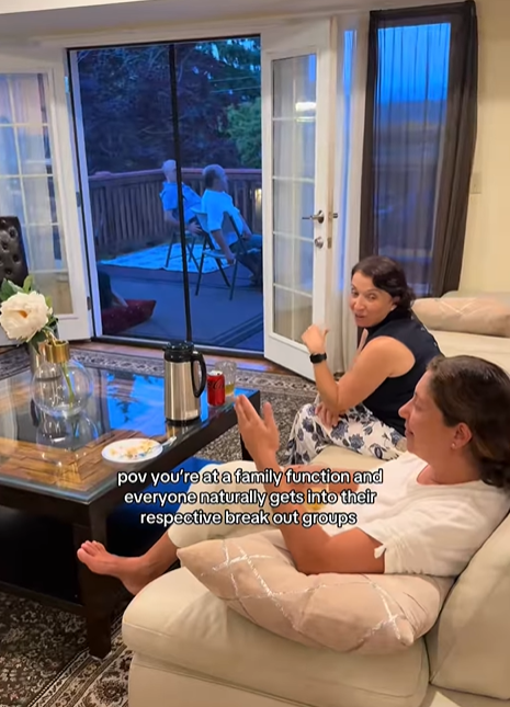 pov you're at a family function and everyone naturally gets into their respective break out groups