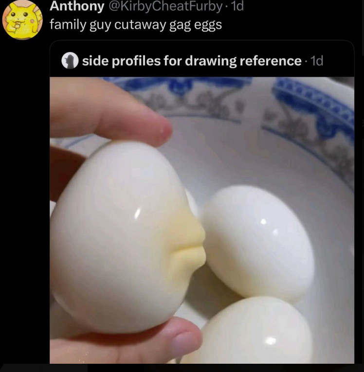 Anthony @KirbyCheatFurby. 1d family guy cutaway gag eggs side profiles for drawing reference. 1d