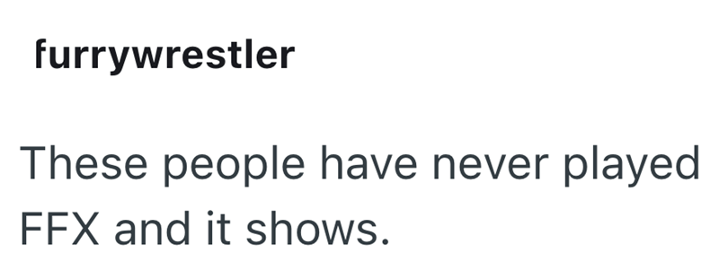 furrywrestler These people have never played FFX and it shows.