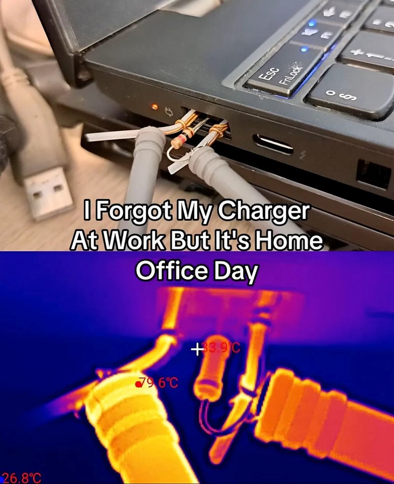 26.8°C Esc FnLock I Forgot My Charger At Work But It's Home Office Day 79.6°C +33.9 C 80