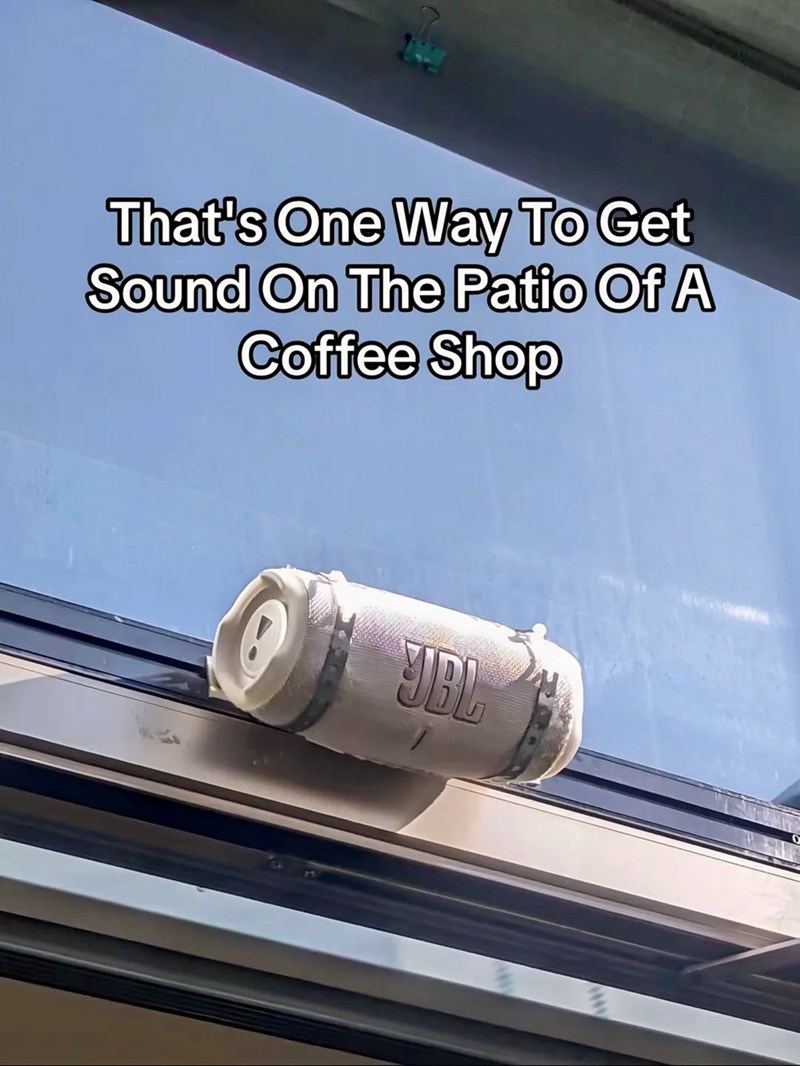 That's One Way To Get Sound On The Patio Of A Coffee Shop JBL
