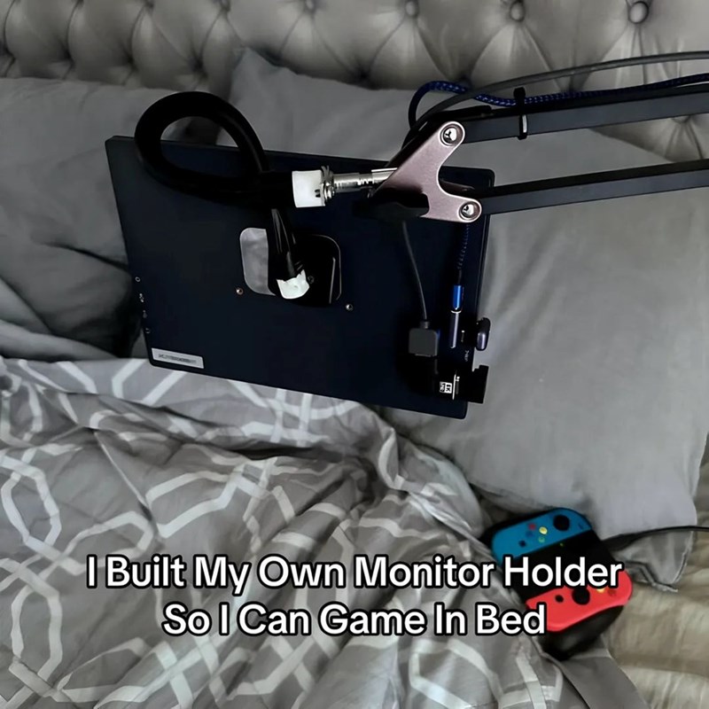 I Built My Own Monitor Holder So I Can Game In Bed