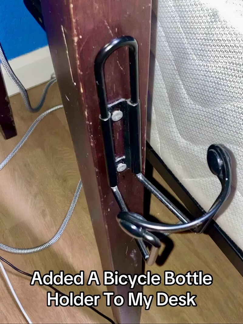 Added A Bicycle Bottle Holder To My Desk