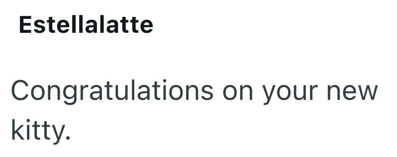 Estellalatte Congratulations on your new kitty.