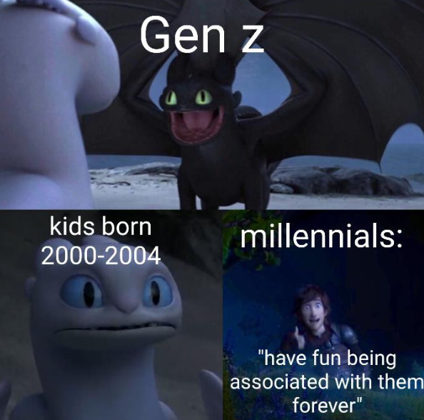 Gen z kids born 2000-2004 millennials: "have fun being associated with them forever"