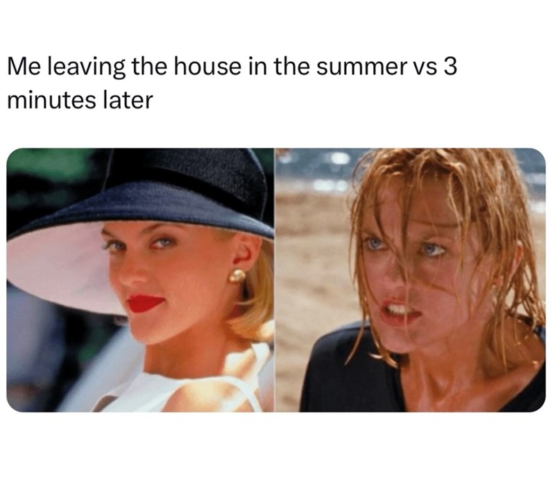Me leaving the house in the summer vs 3 minutes later
