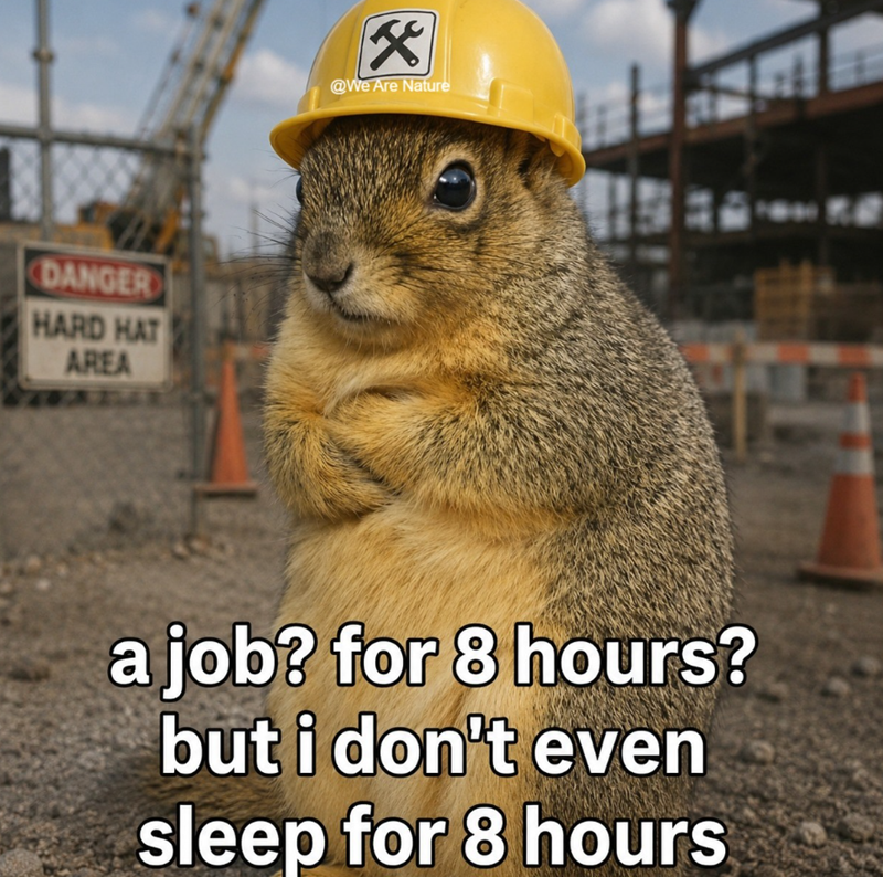 DANGER HARD HAT AREA x @We Are Nature a job? for 8 hours? but i don't even sleep for 8 hours