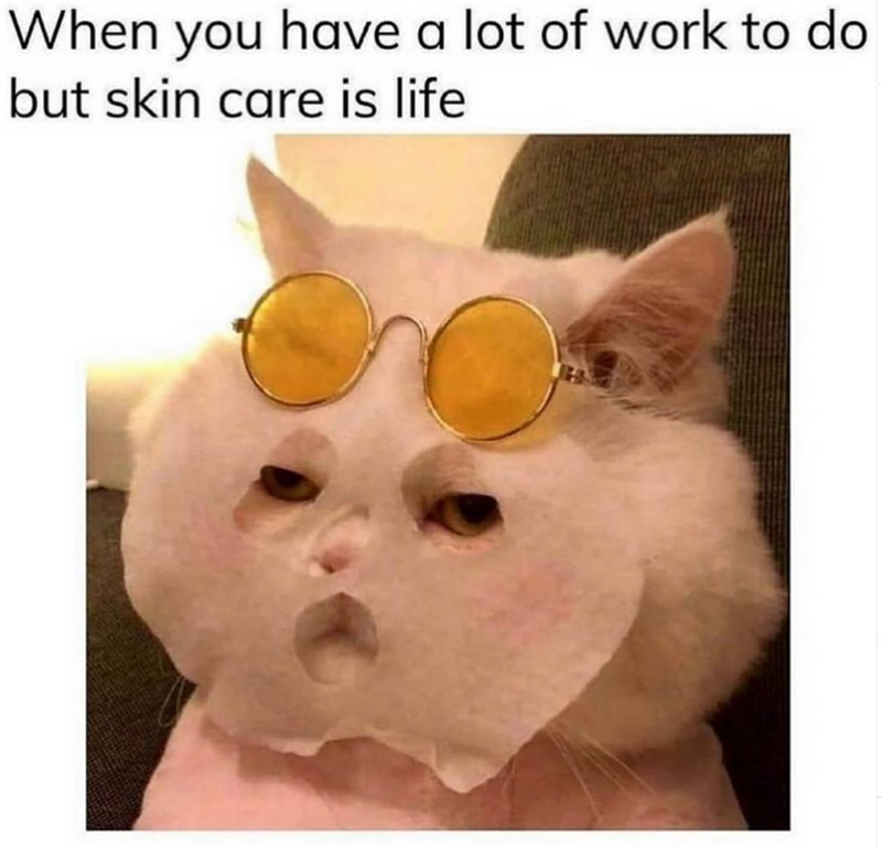 When you have a lot of work to do but skin care is life