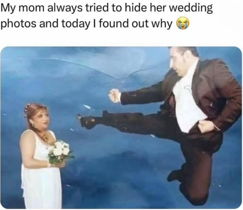 My mom always tried to hide her wedding photos and today I found out why