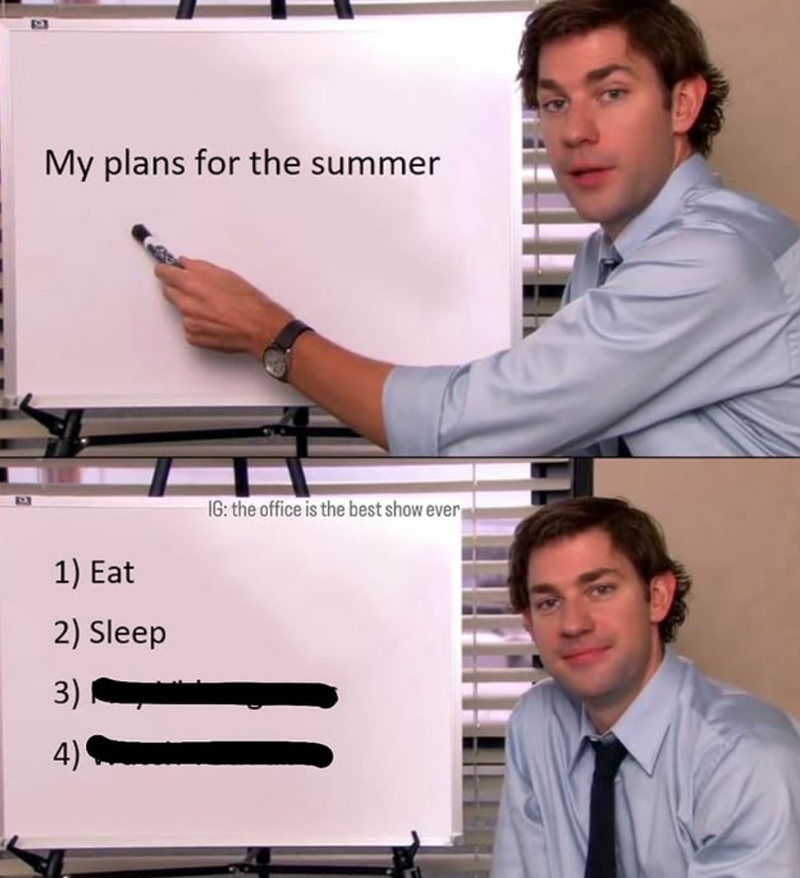 22 My plans for the summer 1) Eat 2) Sleep 3) 4) IG: the office is the best show ever