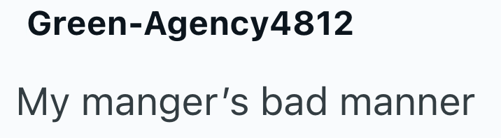 Green-Agency4812 My manger's bad manner