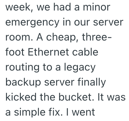 week, we had a minor emergency in our server room. A cheap, three- foot Ethernet cable routing to a legacy backup server finally kicked the bucket. It was a simple fix. I went