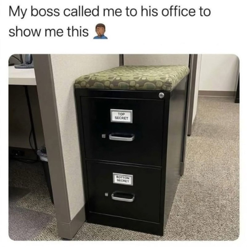 My boss called me to his office to show me this TOP SECRET BOTTOM SECRET