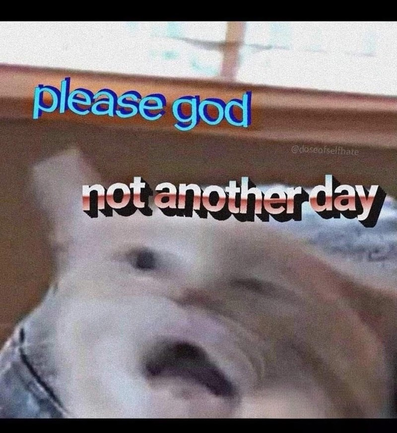 please god @doseofselfhate not another day