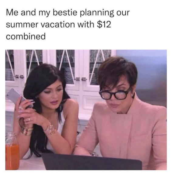 Me and my bestie planning our summer vacation with $12 combined