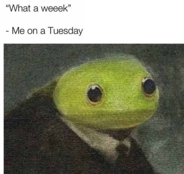 "What a weeek" - Me on a Tuesday