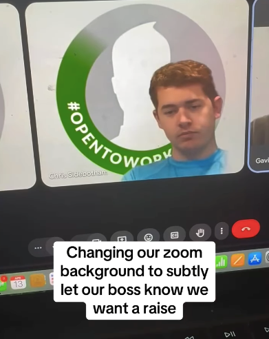 OPENTOWOOK Chris Sidebotham Gavil 13 Changing our zoom background to subtly let our boss know we want a raise A DII D