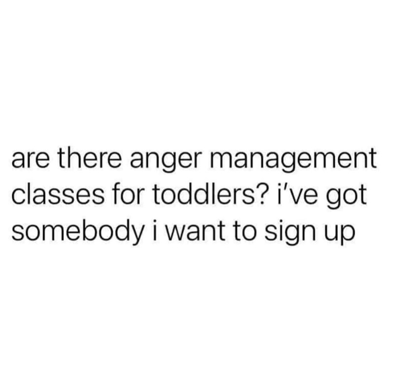are there anger management classes for toddlers? i've got somebody i want to sign up