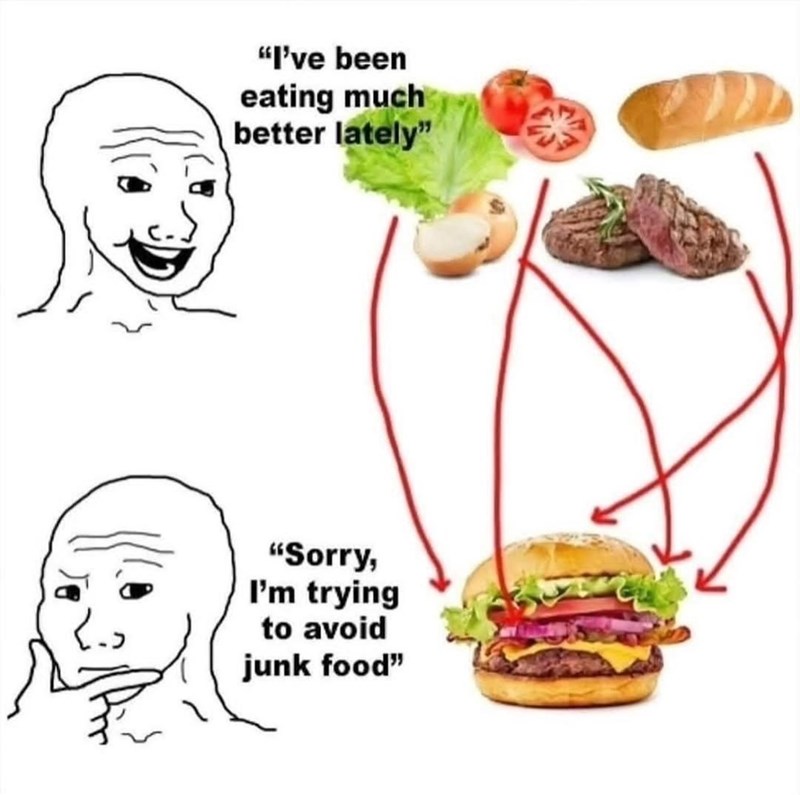 "I've been eating much better lately" "Sorry, I'm trying to avoid junk food"