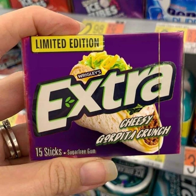 ICE URES 98 LIMITED EDITION Gon DUDE WRIGLEY'S Extra 15 Sticks - Sugarfree Gum CHEESY GORDITA GRUNCH