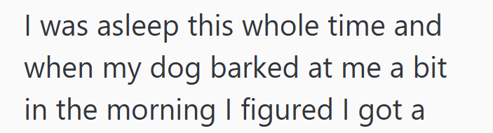 I was asleep this whole time and when my dog barked at me a bit in the morning I figured I got a