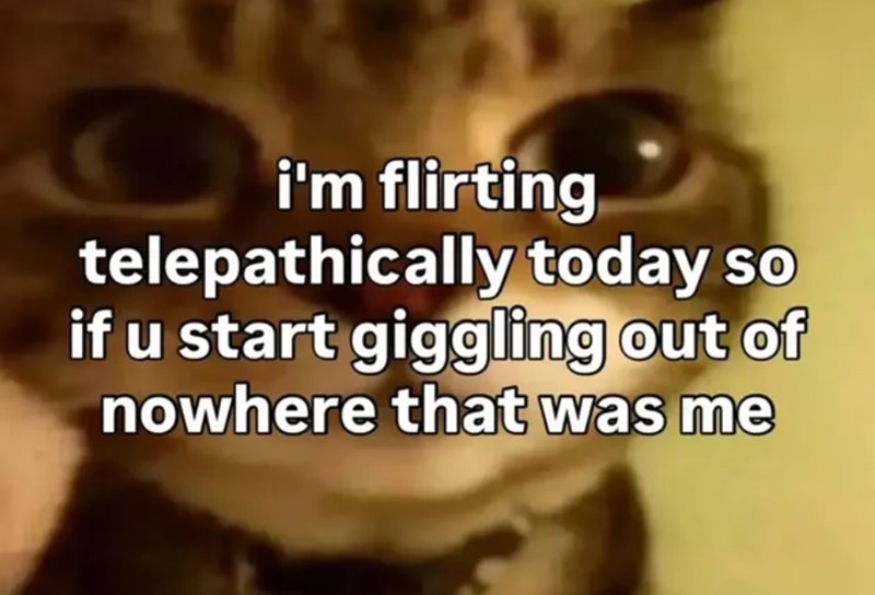 i'm flirting telepathically today so if u start giggling out of nowhere that was me